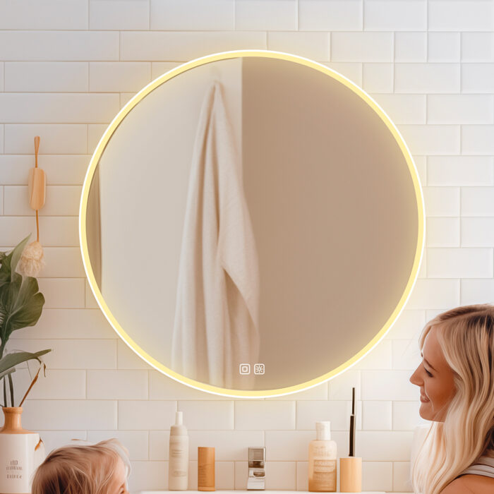 Nimco Bílé kulaté LED zrcadlo pr. 800 se dvěma dotykovými senzory - Image 1