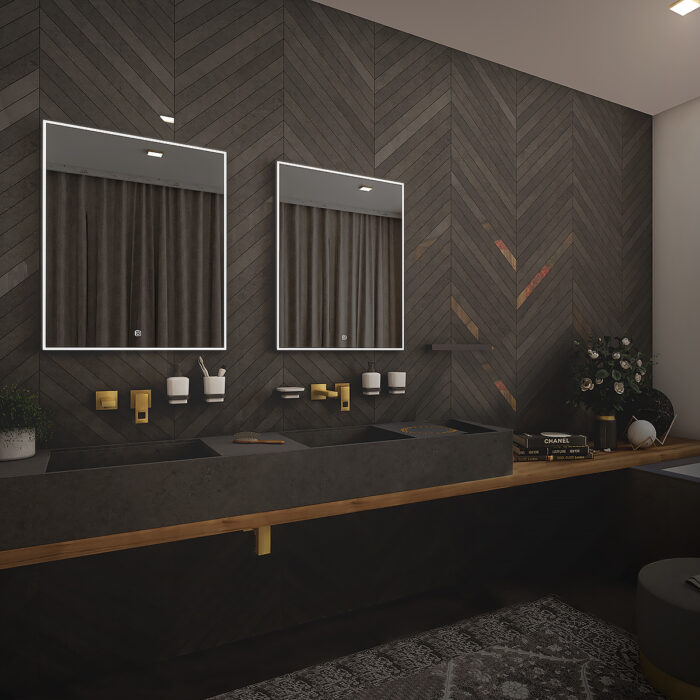 Nimco Černé LED zrcadlo 600x800 se dvěma dotykovými senzory - Image 3