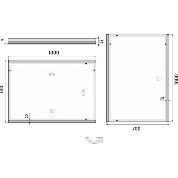 Nimco LED zrcadlo 1000x700 s dotykovým senzorem - Image 9