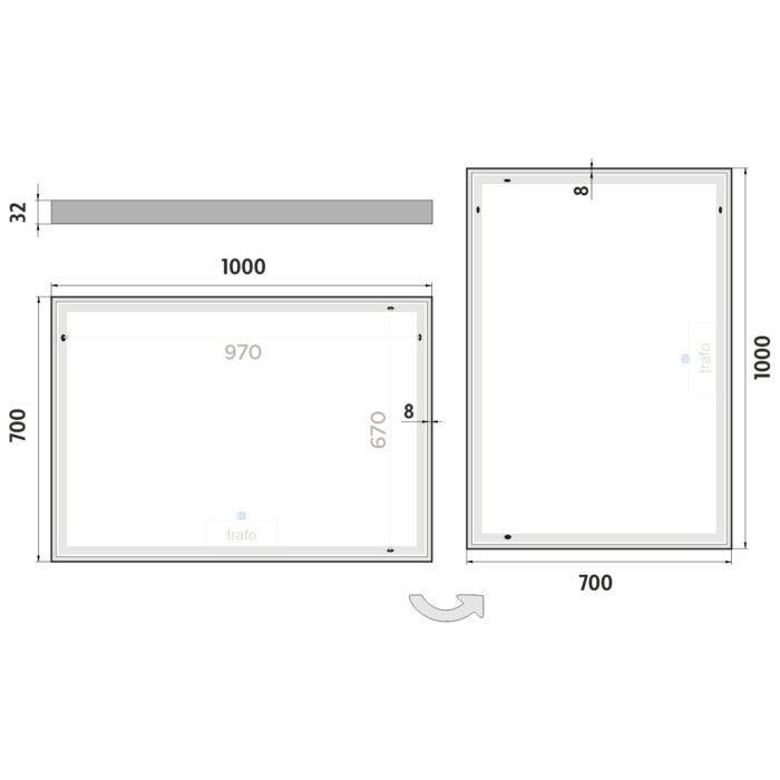 Nimco LED zrcadlo 1000x700 s dotykovým senzorem - Image 9