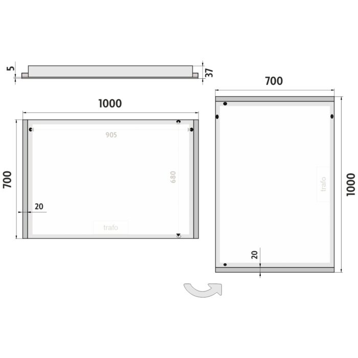 Nimco LED zrcadlo 1000x700 - Image 7
