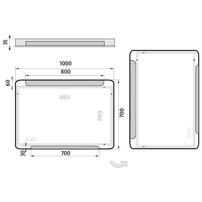 Nimco LED zrcadlo 1000x700 - Image 7