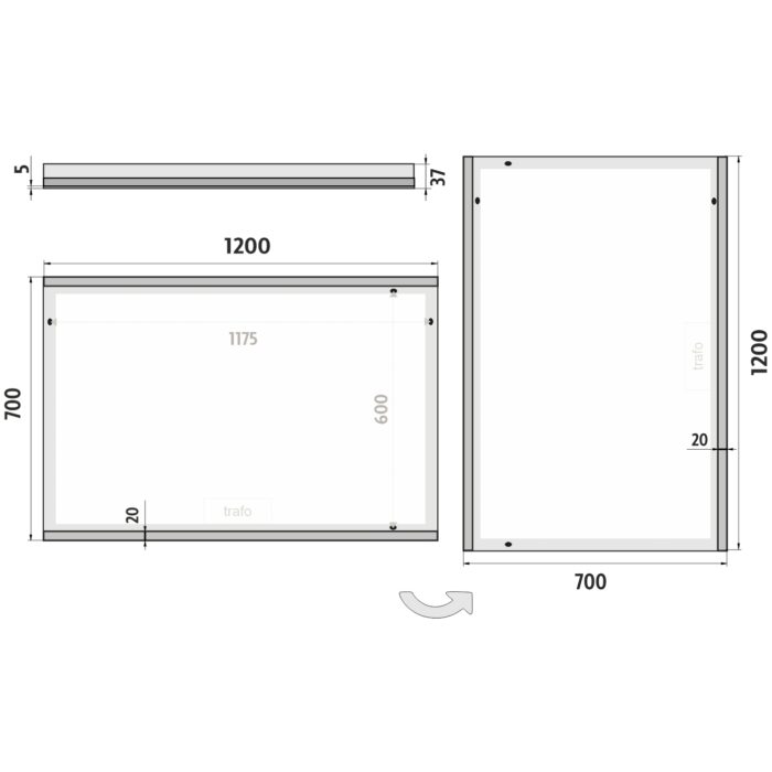 Nimco LED zrcadlo 1200x700 - Image 7