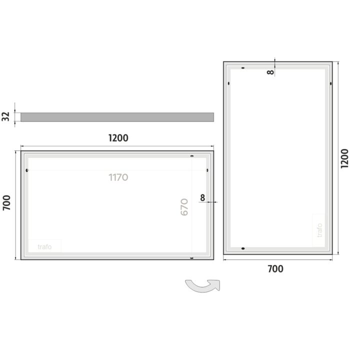 Nimco LED zrcadlo 1200x700 - Image 6
