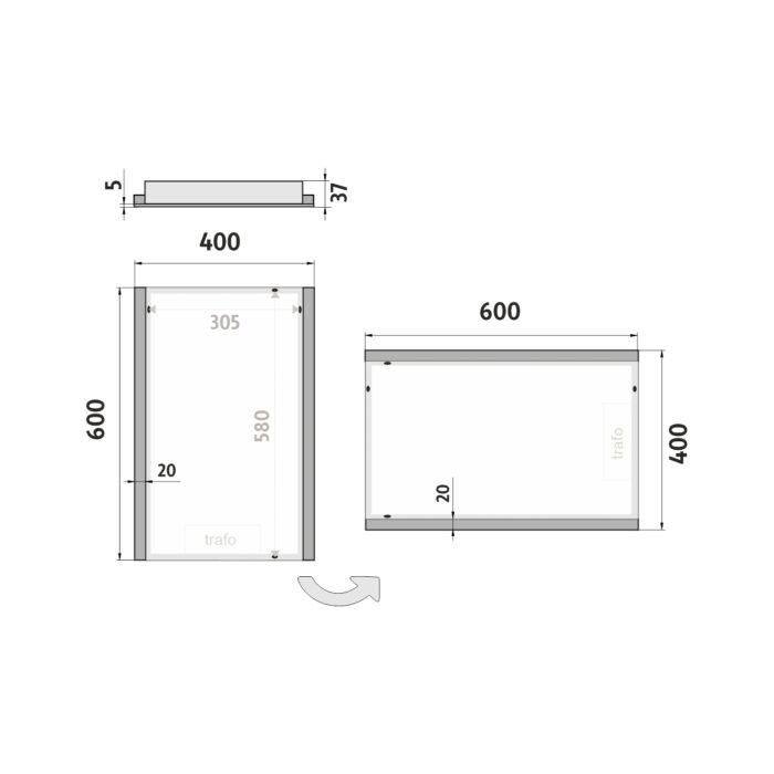 Nimco LED zrcadlo 400x600 - Image 7