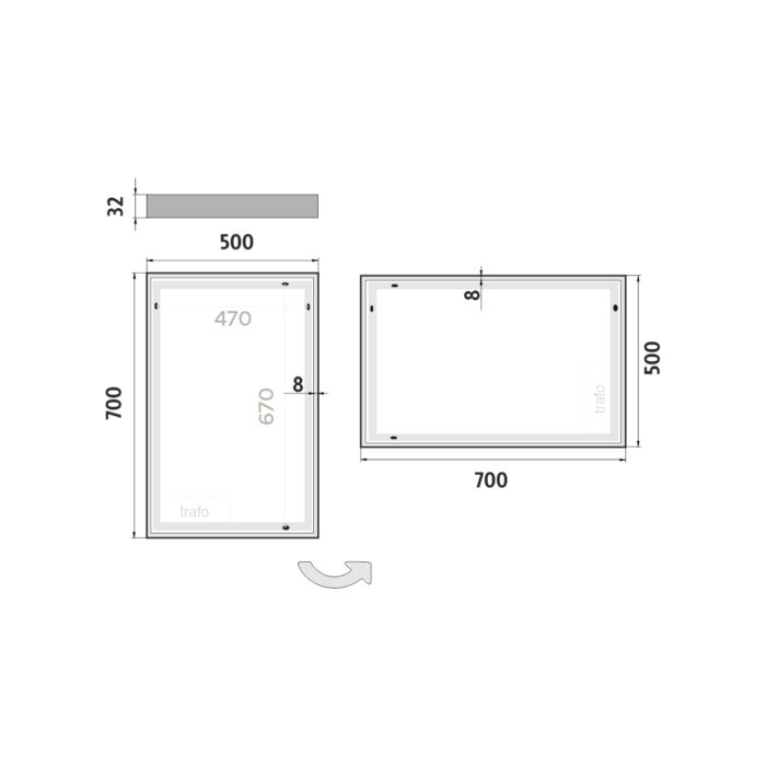 Nimco LED zrcadlo 500x700 - Image 6