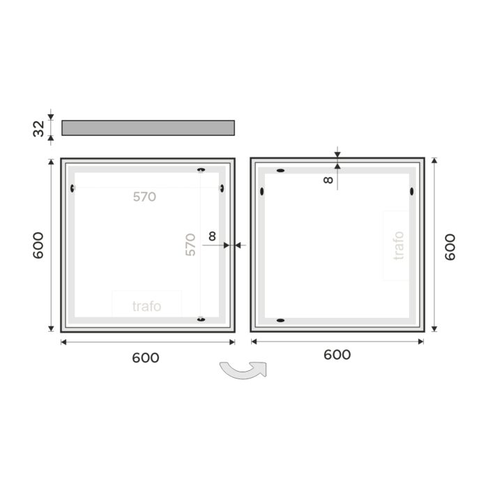 Nimco LED zrcadlo 600x600 - Image 6