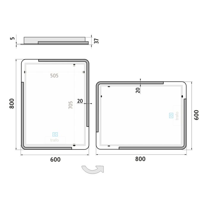 Nimco LED zrcadlo 600x800 s dotykovým senzorem - Image 9