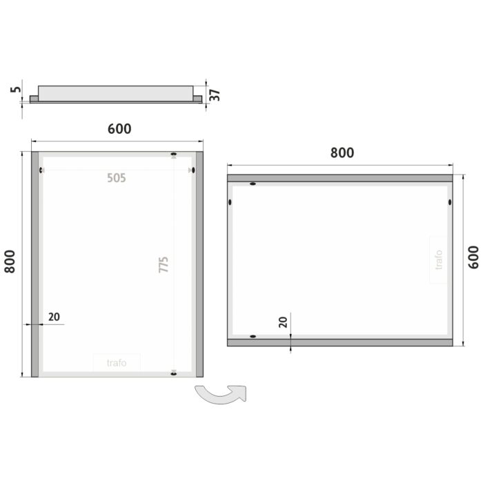Nimco LED zrcadlo 600x800 - Image 7