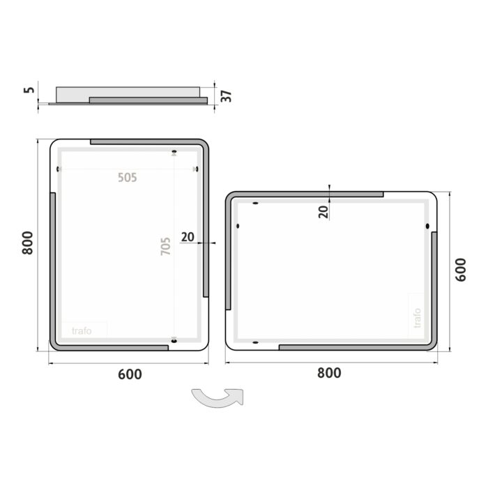 Nimco LED zrcadlo 600x800 - Image 7