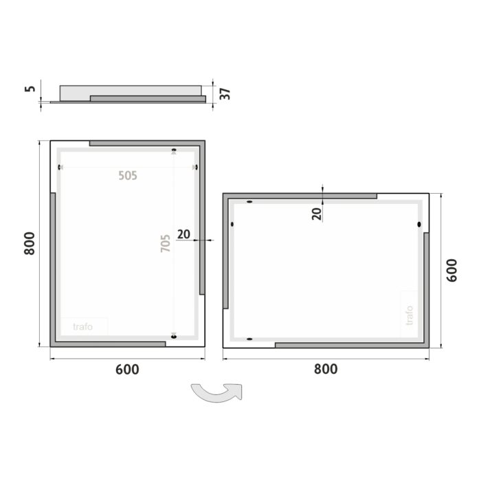 Nimco LED zrcadlo 600x800 - Image 7