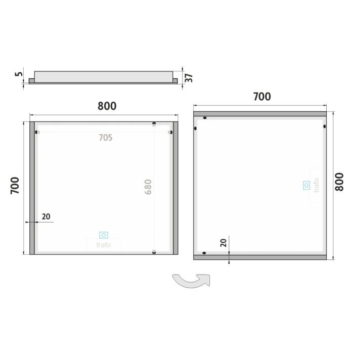 Nimco LED zrcadlo 800x700 s dotykovým senzorem - Image 9