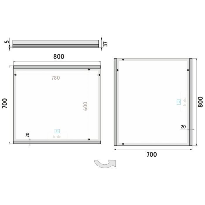 Nimco LED zrcadlo 800x700 s dotykovým senzorem - Image 9