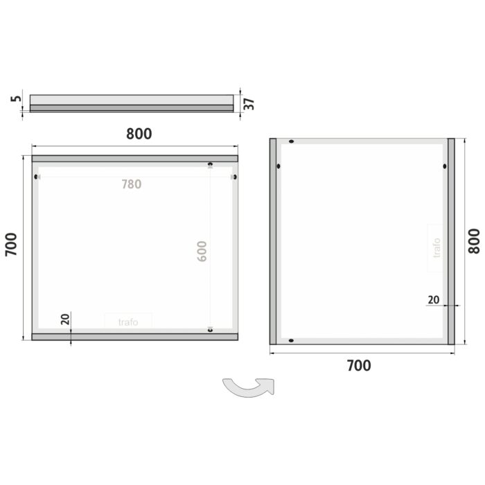 Nimco LED zrcadlo 800x700 - Image 7
