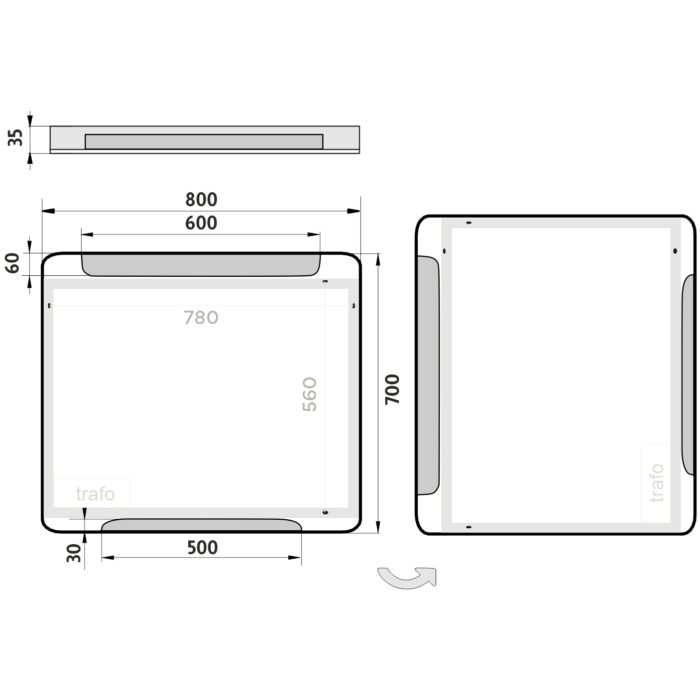 Nimco LED zrcadlo 800x700 - Image 7