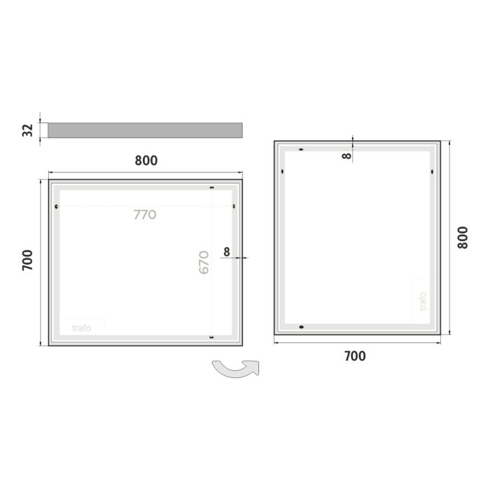 Nimco LED zrcadlo 800x700 - Image 6