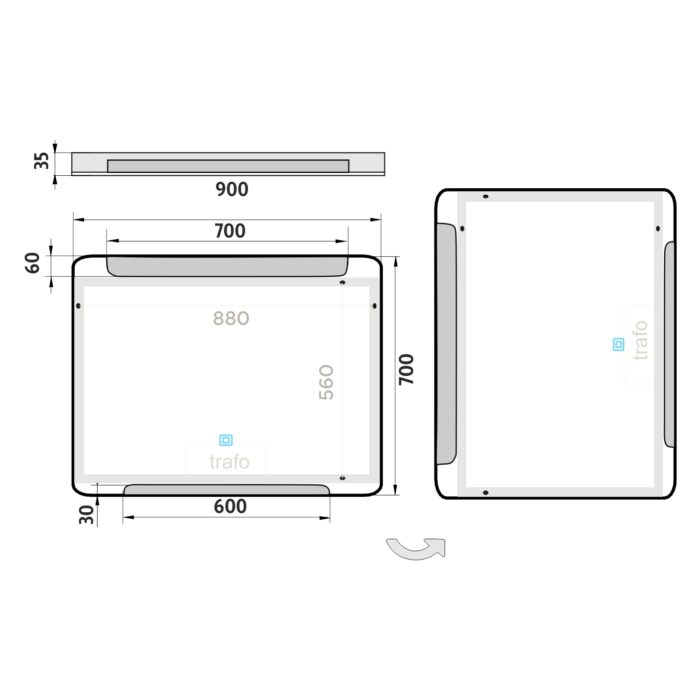 Nimco LED zrcadlo 900x700 s dotykovým senzorem - Image 9