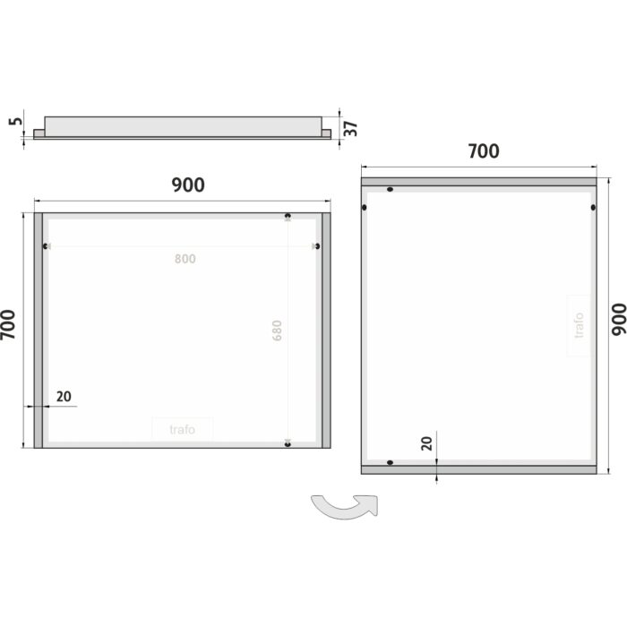 Nimco LED zrcadlo 900x700 - Image 7