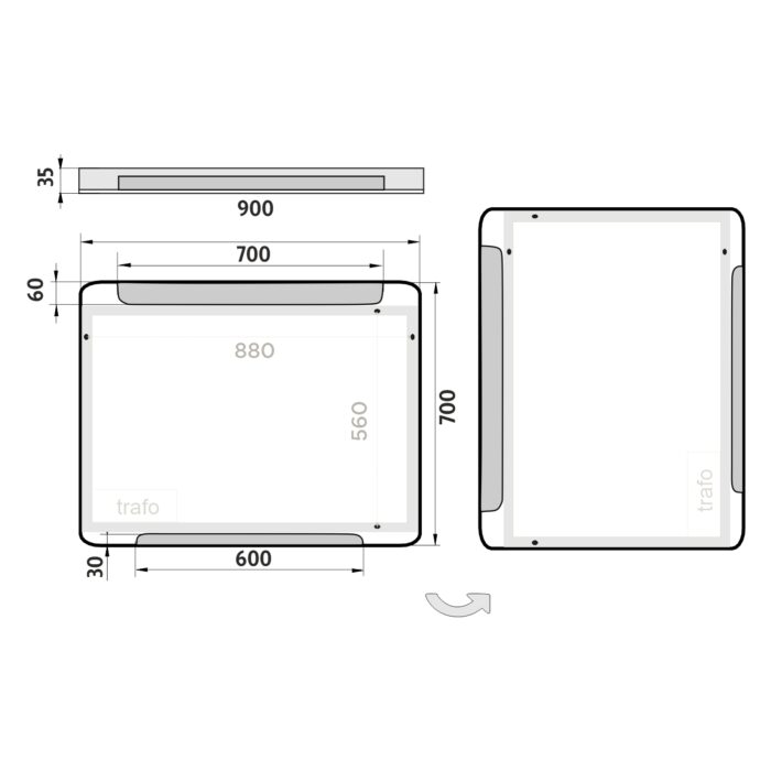 Nimco LED zrcadlo 900x700 - Image 7