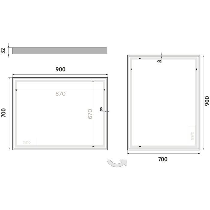 Nimco LED zrcadlo 900x700 - Image 6