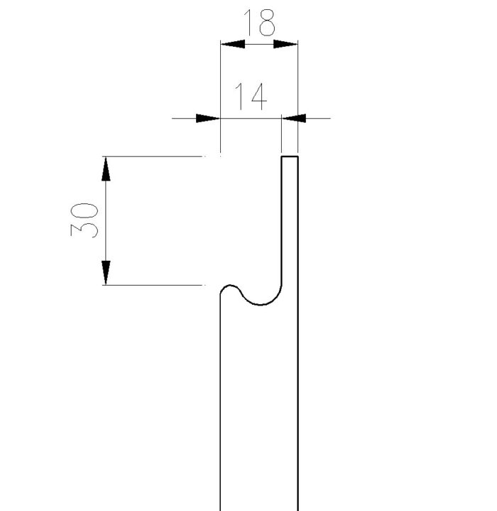 Frézovaná úchytka, typ č.4, pre plochy v laku, 1ks - Image 2