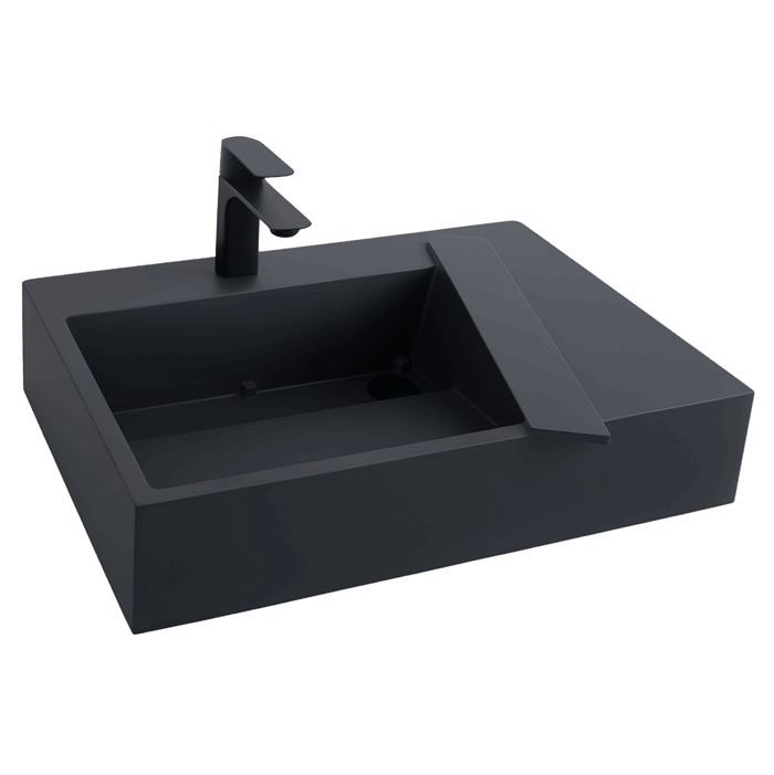 Umývadlo REA Archi 90 CM Grey MATT na dosku - konglomerát - Image 2