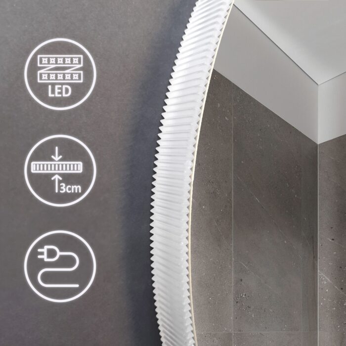 Zrkadlo LED 60cm ROUND BLUETOOTH - Image 2