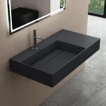 Umývadlo REA Archi 90 CM Grey MATT na dosku - konglomerát - Image 6
