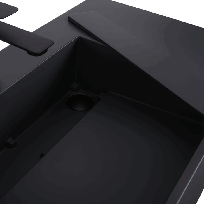Umývadlo REA Archi 90 CM Grey MATT na dosku - konglomerát - Image 3