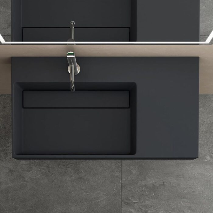 Umývadlo REA Archi 90 CM Grey MATT na dosku - konglomerát - Image 7