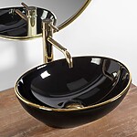 Umývadlo na dosku REA SOFIA - čierne + zlatý okraj – Obrázok 2