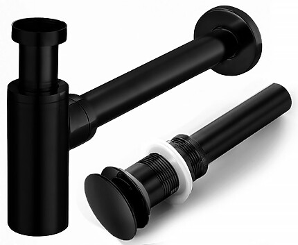 Umývadlový sifón Rea s čiernou zástrčkou „click-clack“