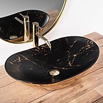 Umývadlo na dosku REA Royal In Black Marble Gold – Obrázok 2