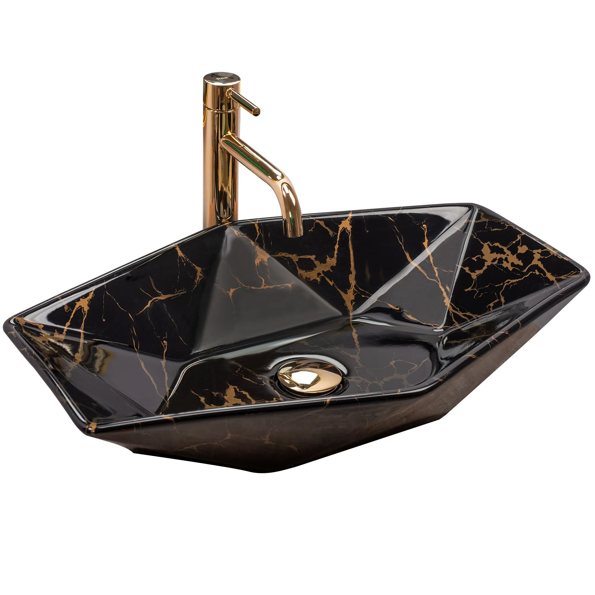 344a0491c5877e6b4ee7b00528f0788a Umývadlo na dosku REA VEGAS - čierny lesklý mramor – Obrázok 1