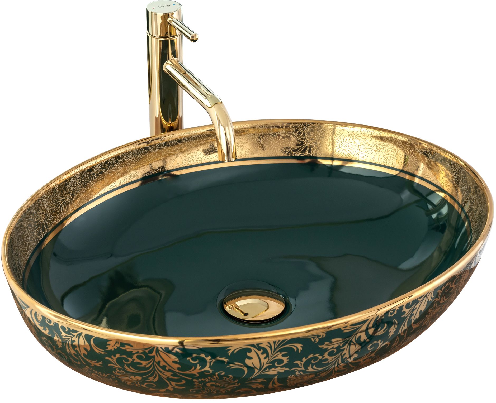 3f6d5e1718ddd1bffc15eb04b122719c Umývadlo na dosku REA MARGOT - zeleno-zlaté – Obrázok 1