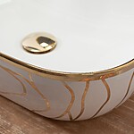 Umývadlo na dosku REA BELINDA - biele-zlatá vlnka – Obrázok 3