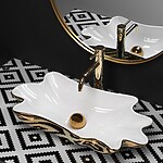 Umývadlo na dosku REA INFINITY - bielo-zlaté + výpust – Obrázok 3