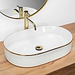 Umývadlo na dosku REA Nadia - zlatý okraj – Obrázok 2