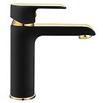 Umývadlová batéria REA BLOOM - čierna-zlatá, nízka – Obrázok 2