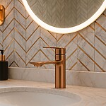 Umývadlová batéria REA STORM - COPPER BRUSH nízka – Obrázok 4