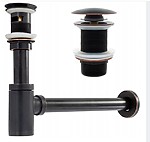 Umývadlový sifón s univerzálnym výpustom click-clack - old čierna – Obrázok 2