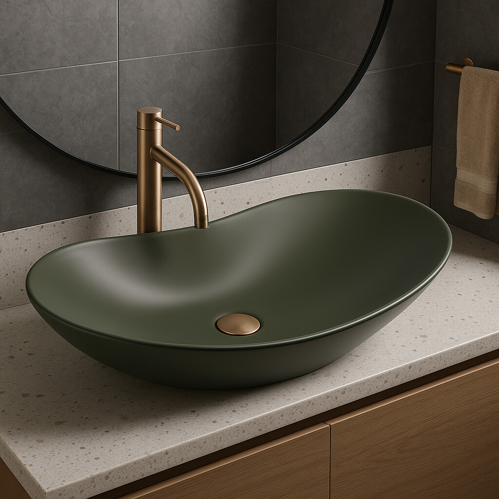 709bb7dd2391a5e7fb9e583e93d0a08c Umývadlo na dosku REA ROYAL Olive Matt – Obrázok 1