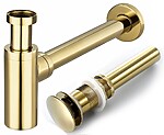 Umývadlový sifón Rea so zástrčkou klik-klak Gold