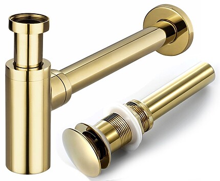 Umývadlový sifón Rea so zástrčkou klik-klak Gold