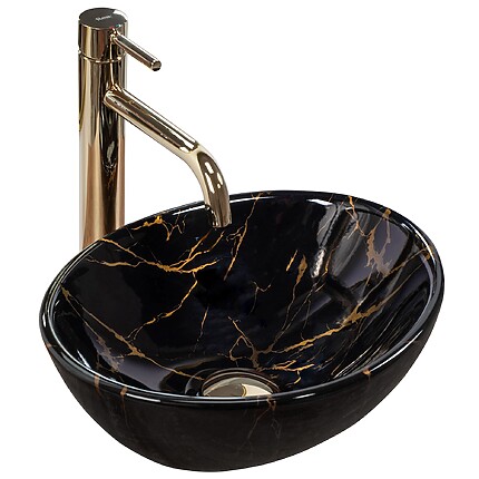 Umývadlo na dosku Rea Sofia Mini Black Marble Shiny
