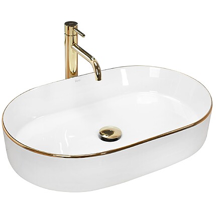 Umývadlo na dosku REA Nadia - zlatý okraj