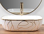 Umývadlo na dosku REA BELINDA - biele-zlatá vlnka – Obrázok 4