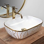 Umývadlo na dosku REA BELINDA - biele-zlatá vlnka – Obrázok 2