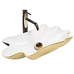 Umývadlo na dosku REA INFINITY - bielo-zlaté + výpust