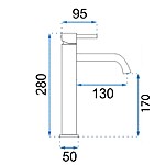 Umývadlová batéria REA Lungo Grip - Gun Grey, vysoká – Obrázok 8